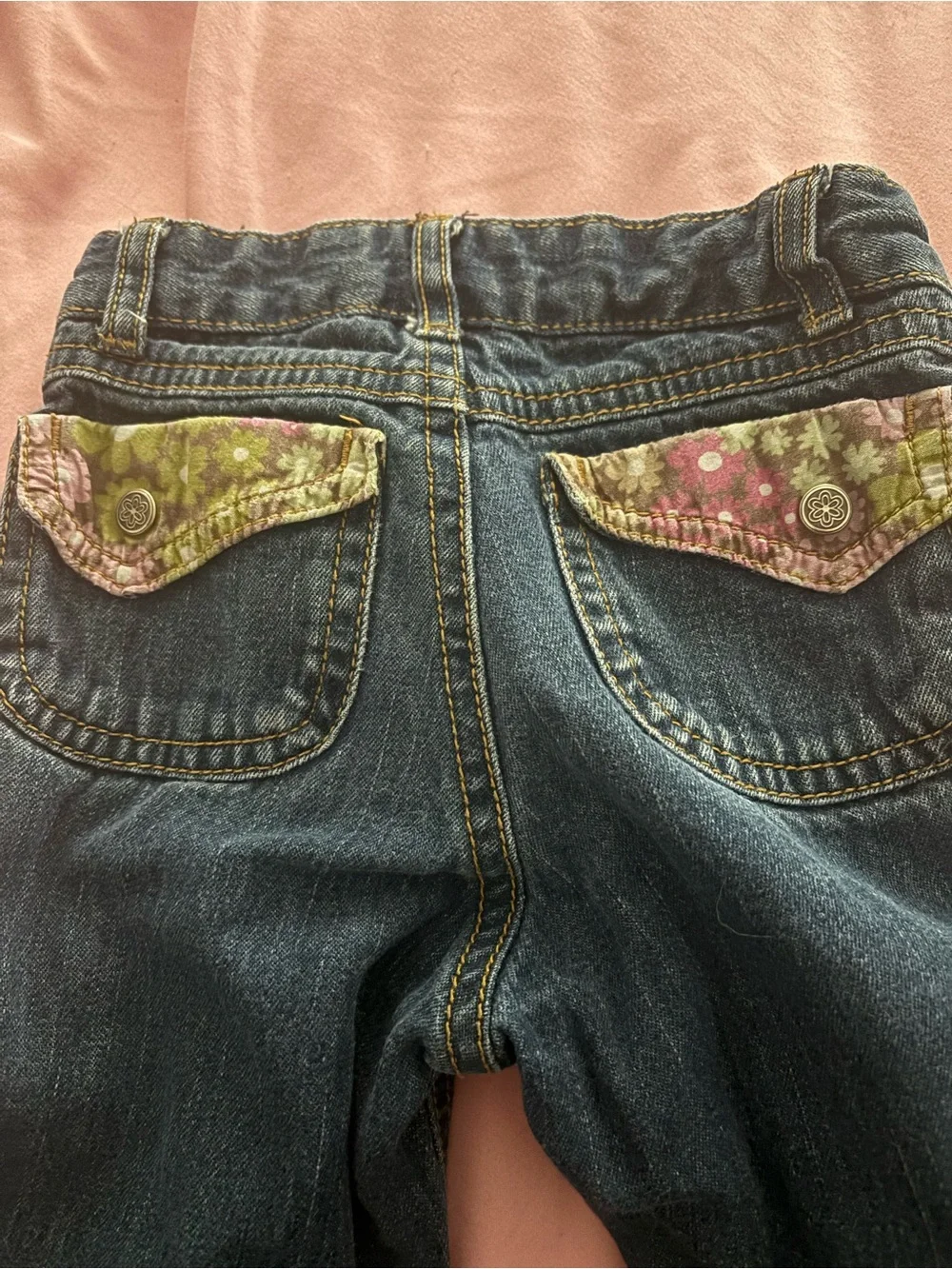 Gymboree Dark Blue Flare Jeans with Pink Floral Detail Toddler 2t